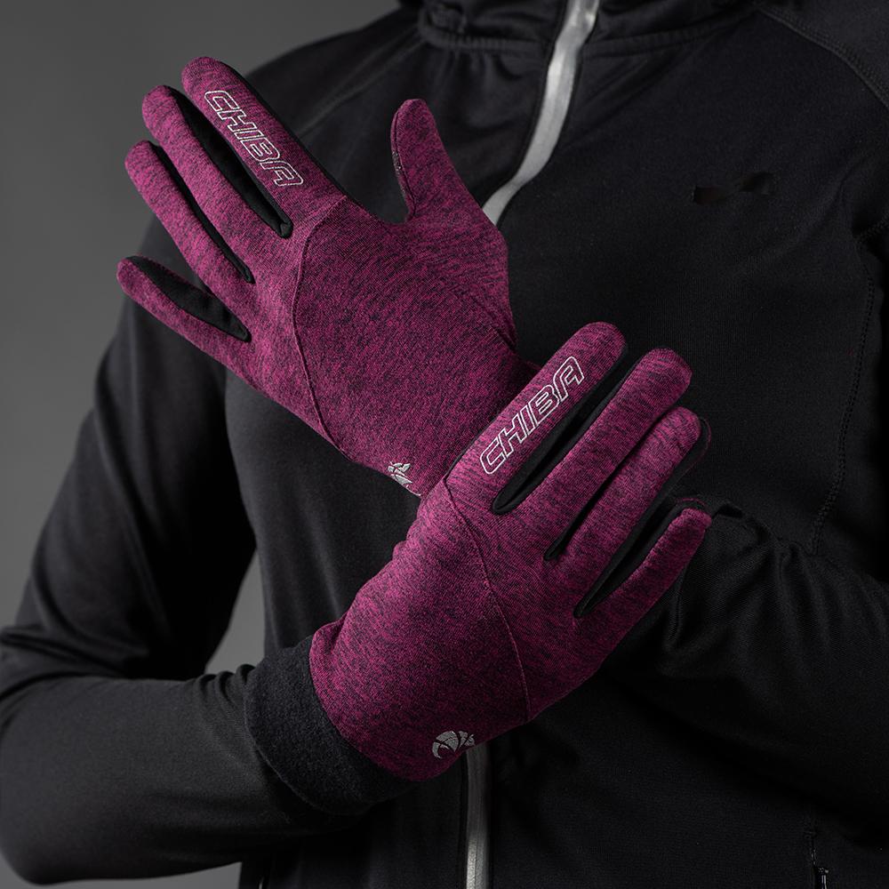 CHIBA Allround Light - Radhandschuhe, Polartec-Fleece, Touchfunktion, violett, Gr. L