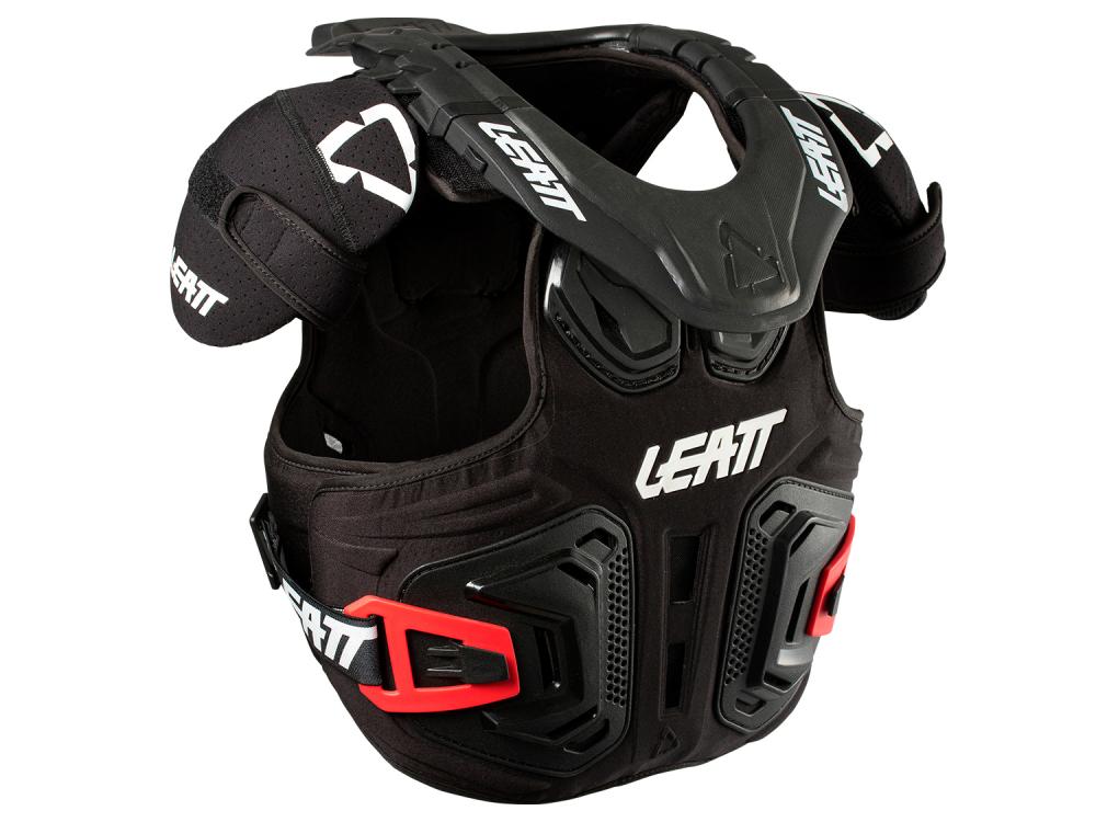 Leatt Fusion Vest 2.0 Junior Schutzweste in Schwarz, Größe S/M, ideal für junge Radfahrer.