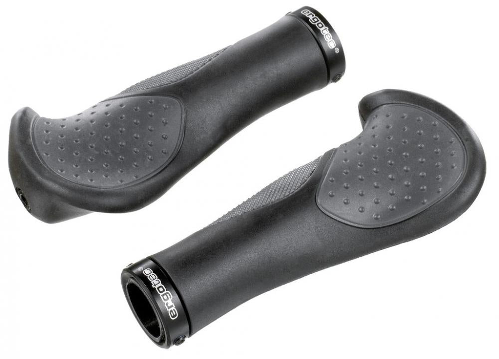 Ergotec Lenkergriffe Frisco AKS-08/2 140mm, ergonomisch, schwarz-grau, mit strukturierter, rutschfester Oberfläche.