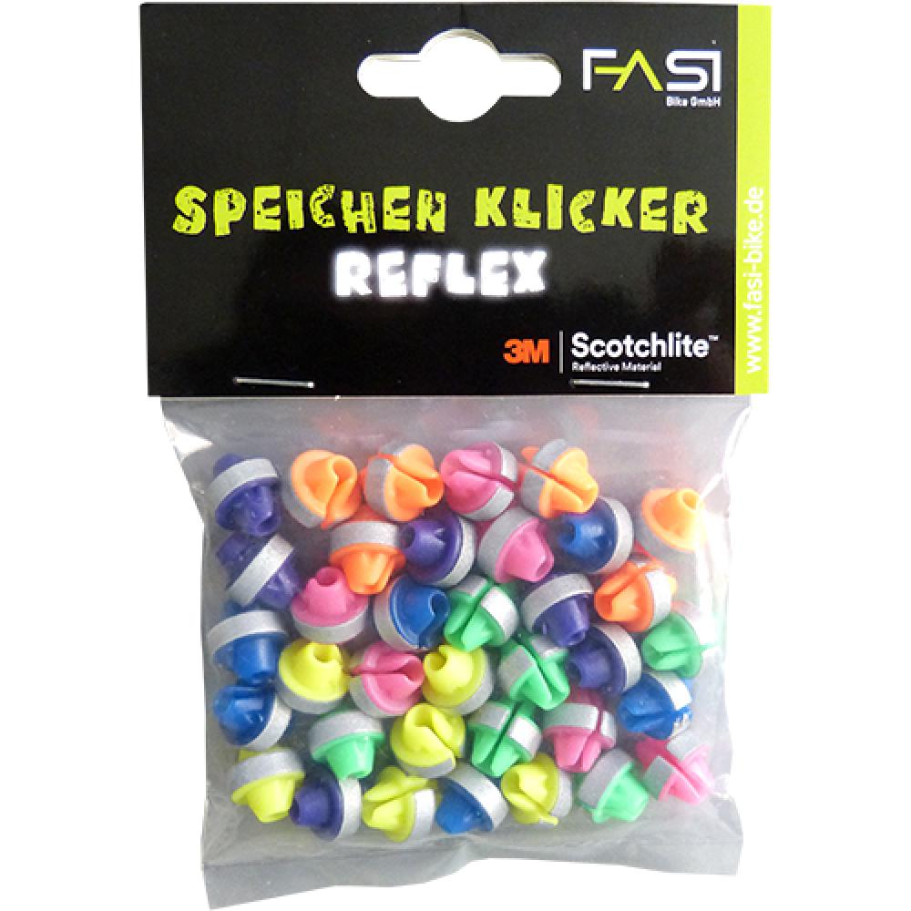 Fasi Speichenklicker Reflex, 36 Stück, bunte Speichenreflektoren mit 3M Scotchlite für bessere Sichtbarkeit, passend für 1,82,3 mm Speichen, einfache Montage