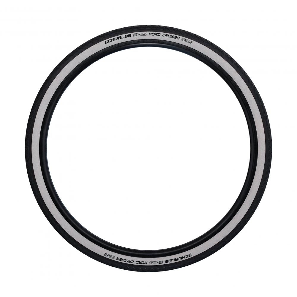 Schwalbe Road Cruiser 28x1.25 700x32C Fahrradreifen mit weißer Seitenwand und K-Guard Pannenschutz.