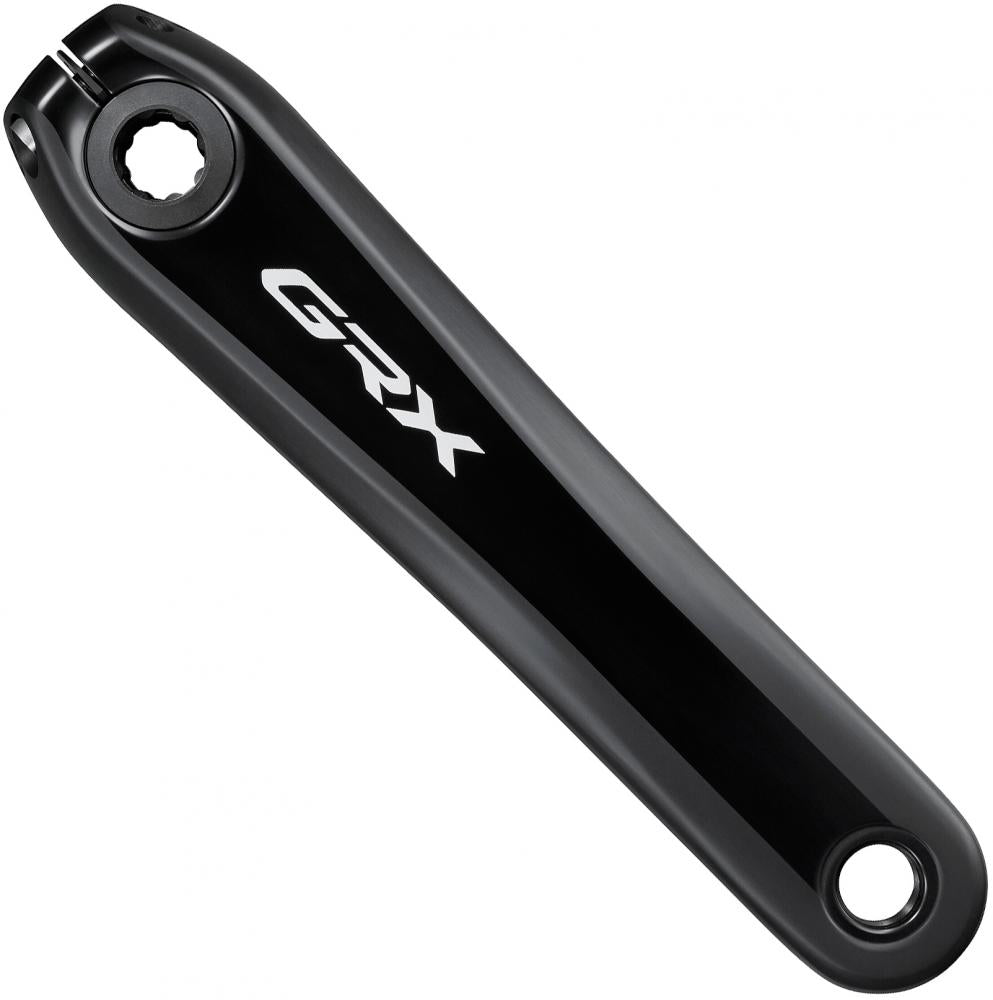 Schwarzer SHIMANO GRX FC-RX820-1 Kurbelarm, 175mm, 40 Zähne, mit GRX Logo.