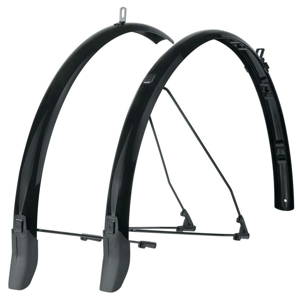 SKS Bluemels Cable Line 28" Schutzblech-Set, 45mm, schwarz glänzend mit integrierter Kabelführung und Spoilern.