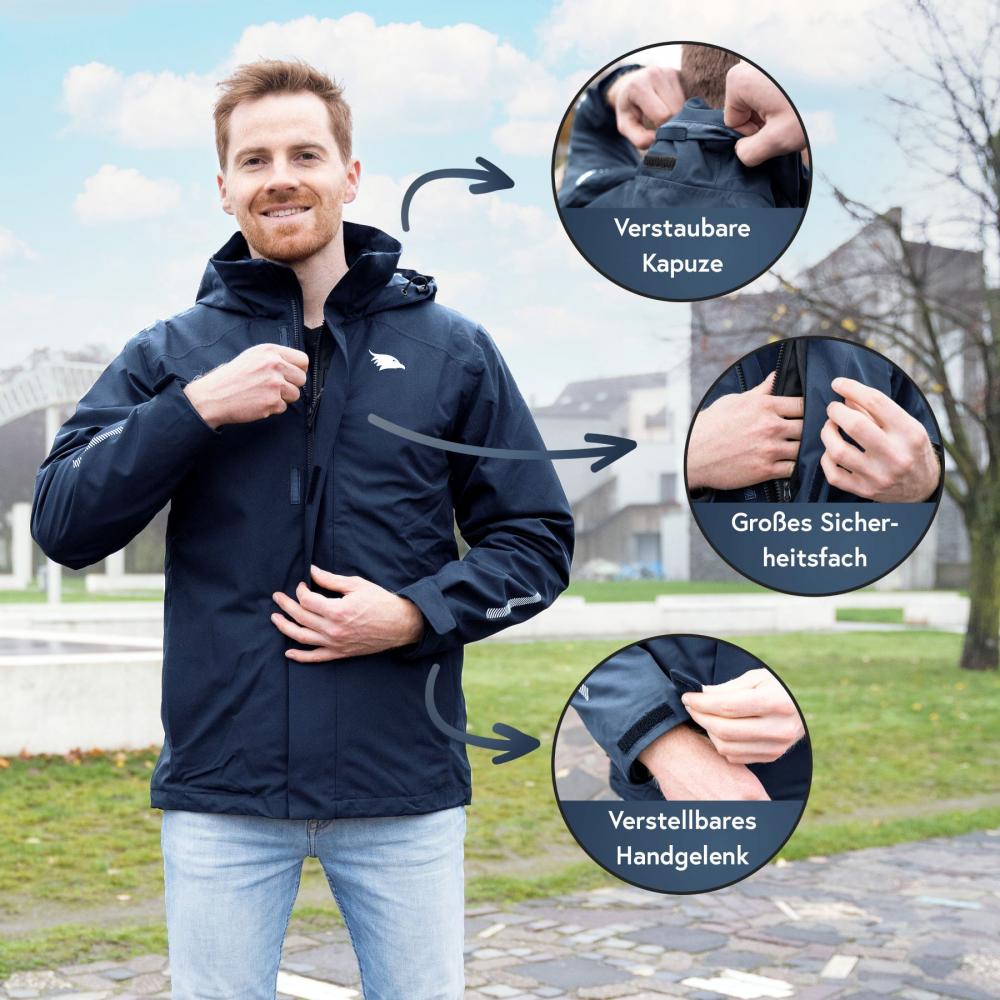 Valkental Jacke 3in1 Smart Jacket wasserdichte Jacke mit Fleece Zipp-In Herren 5 XL dunkelblau