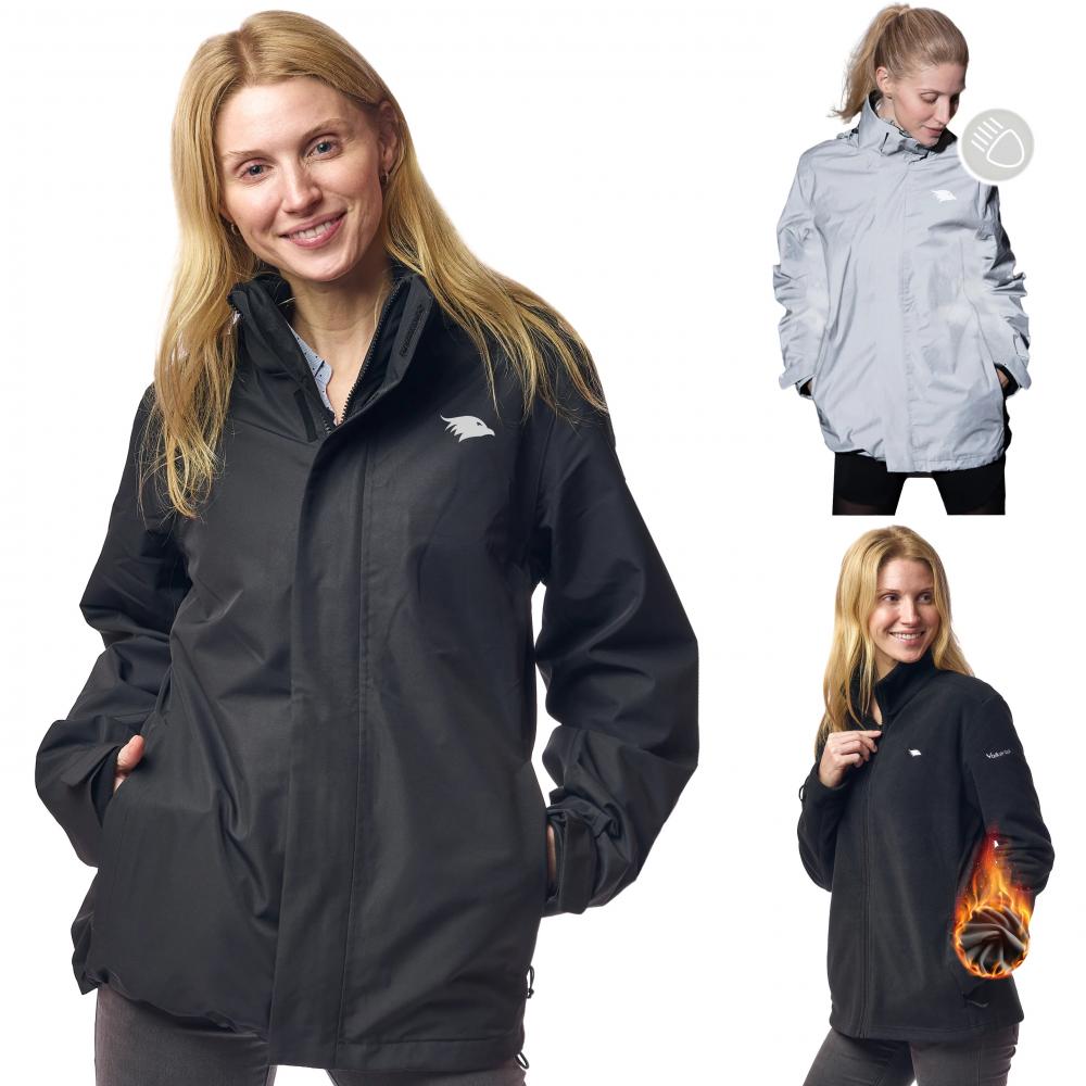 Valkental Damenjacke 3in1 Smart Jacket wasserdichte Jacke mit Fleece Zipp-In 3XL schwarz