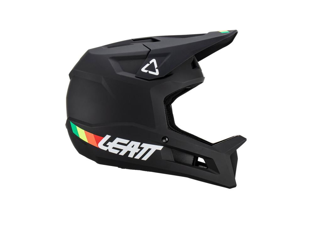 Leatt Fahrradhelm MTB Gravity 1.0 in Schwarz, Größe XS, mit farbigen Akzenten.