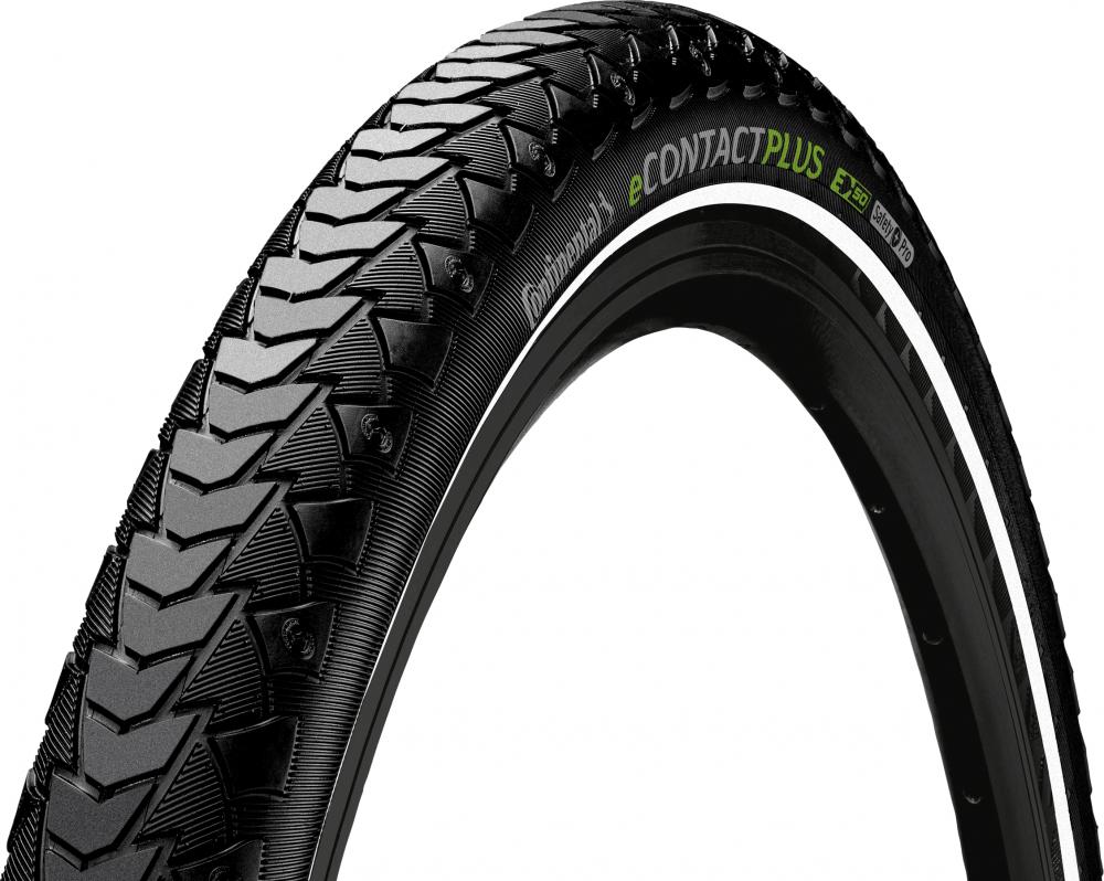 Continental eContact Plus 20x2.00 E50 Fahrradreifen, schwarz mit Reflexstreifen und SafetyPro Technologie.