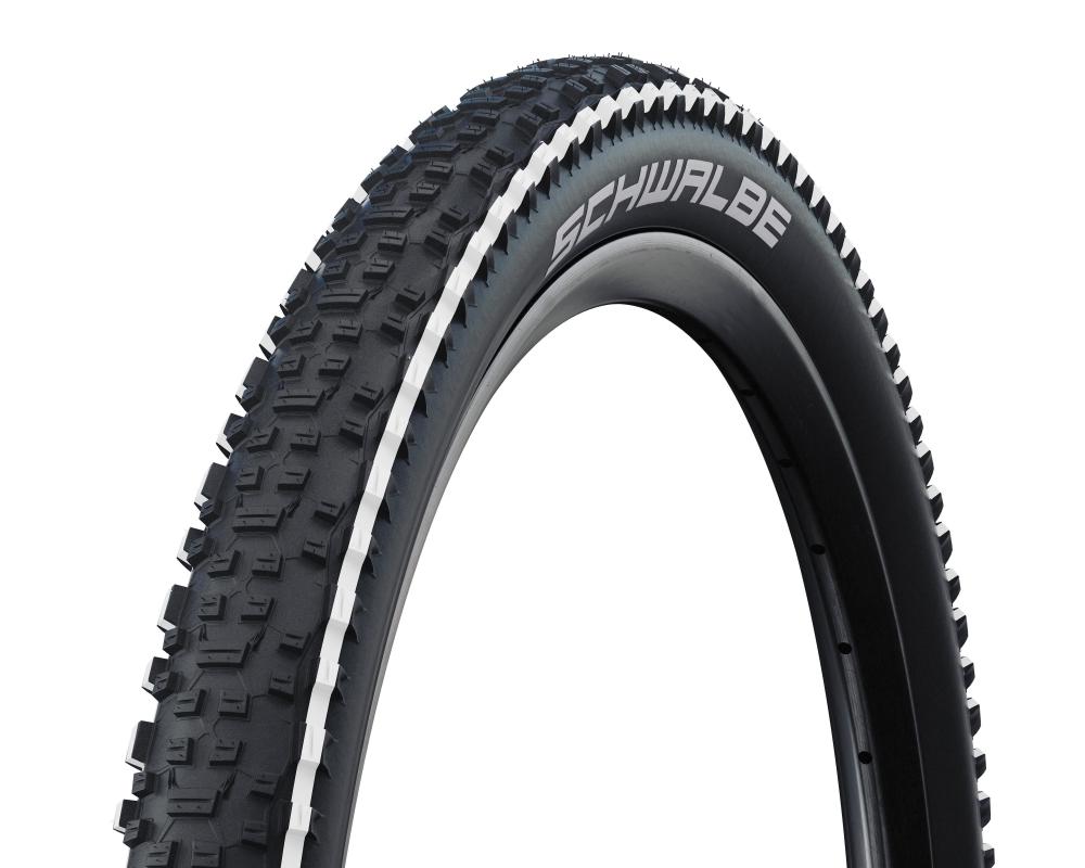 Schwalbe Rapid Rob 29x2.25 Fahrradreifen mit Stollenprofil und weißen Seitenstreifen.