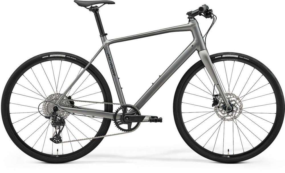 Merida Speeder 500 Fitness-Bike XS Silk Gunmetal Grey Black, Aluminiumrahmen, SRAM Apex 1×12, hydraulische Scheibenbremsen, Carbon-Gabel, ca 9,7 kg