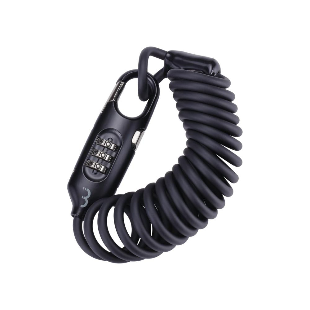 BBB Cycling Schloss CoilSafe 4,8mm x 1800mm schwarz - kompaktes Fahrradspiralkabelschloss