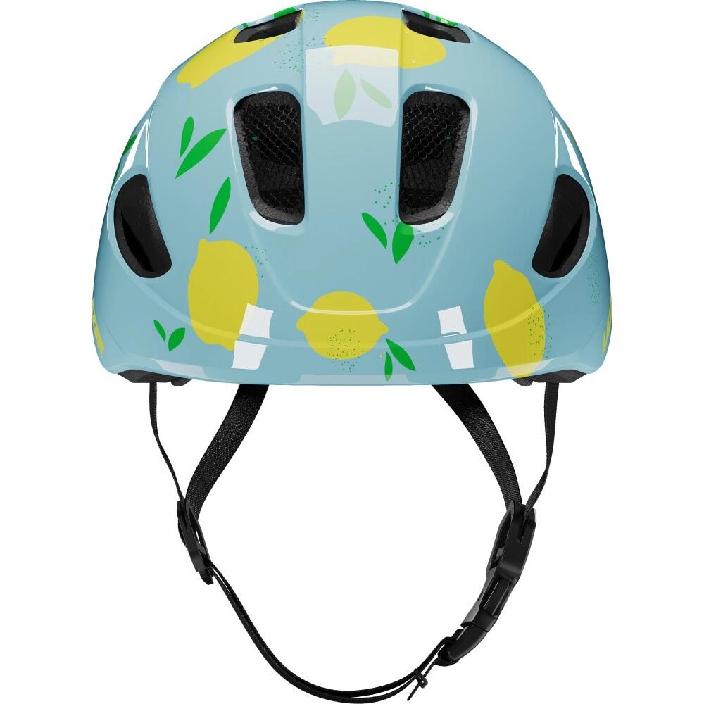 Kinderhelm LAZER Pnut KinetiCore 2.0 Lemons, hellblau, Rückansicht, Unisize 46-52cm, mit Insektennetz.