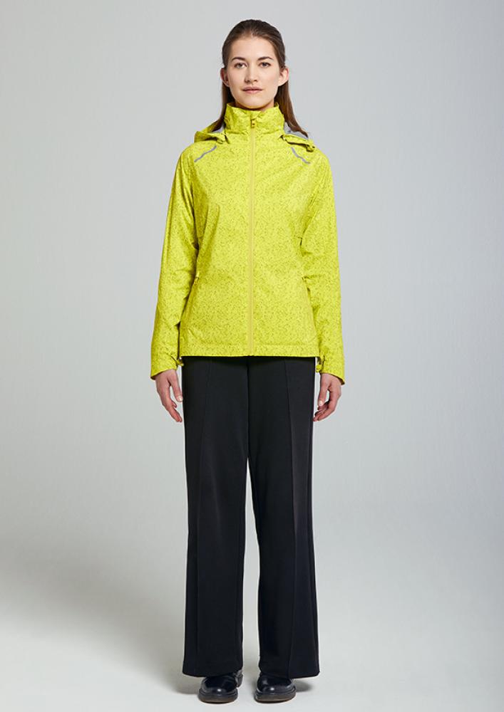 Basil Bekleidung Skane HiVis Damen Regenjacke neongelb M - 360° reflektierend - wasserdicht & atmungsaktiv (10.000 WP/MVP) Bionic Finish® Eco taillierter Schnitt & helmtaugliche Kapuze