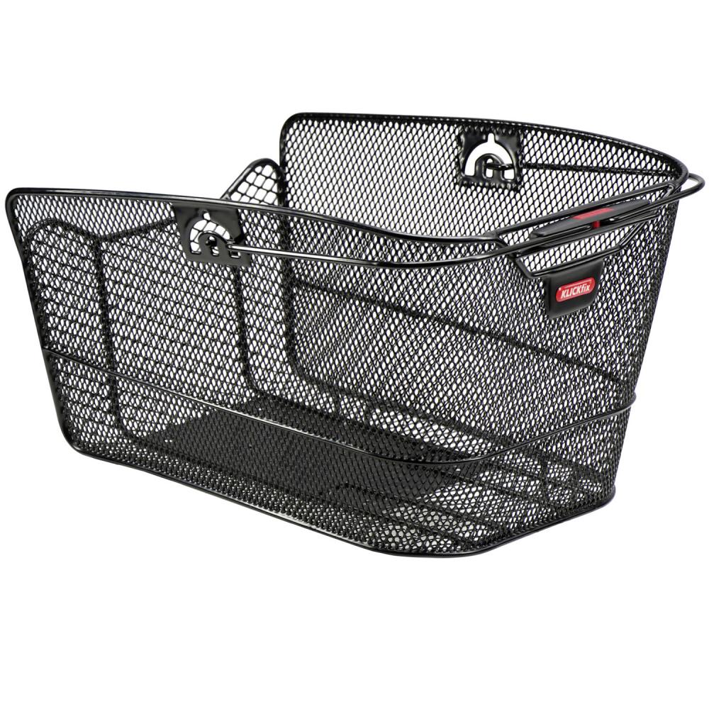 Schwarzer KLICKfix Hinterradkorb City-Max mit KorbKlip, engmaschiger Drahtkorb fürs Fahrrad, 41x30x24,5 cm