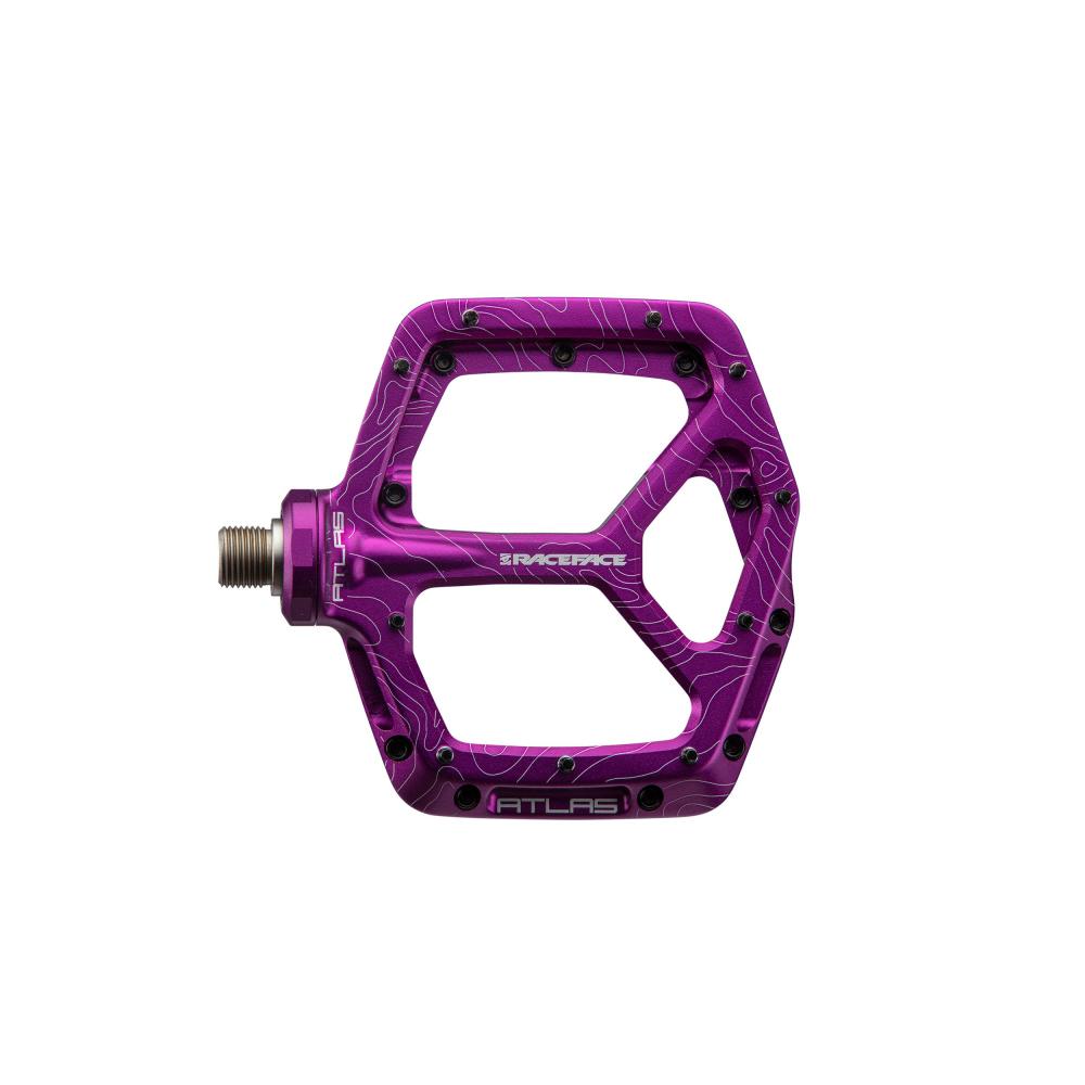 Lila Race Face Atlas Plattform-Pedal. Hochleistungs Flatpedal für Trail & Gravity Mountainbikes.