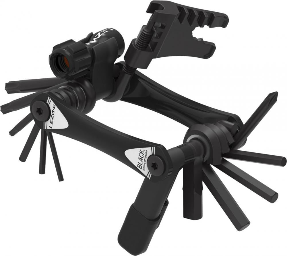 LEZYNE, Werkzeug, RAP II 20, Innensechskant (2/2,5/3/4/5/6/8), Torx (T10/T25/T30), Schraubendreher Phillips (Kreuz) / Schlitz, Kettennieter 9- bis 12-fach, CO2 Inflator, Tubeless Repair Set (Nadel und Flickenhalter)