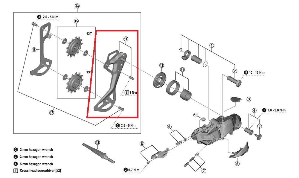 SHIMANO Kettenleitblech außen RD-M6250-SGS langer Käfig - präzise Kettenführung