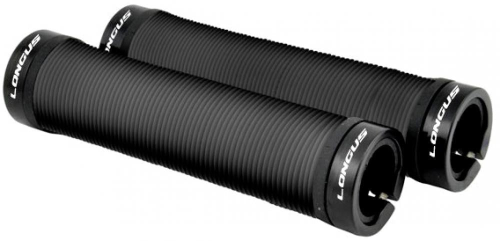 Longus Loring 130mm ergonomische Fahrradgriffe in Schwarz mit Schraubsicherung.