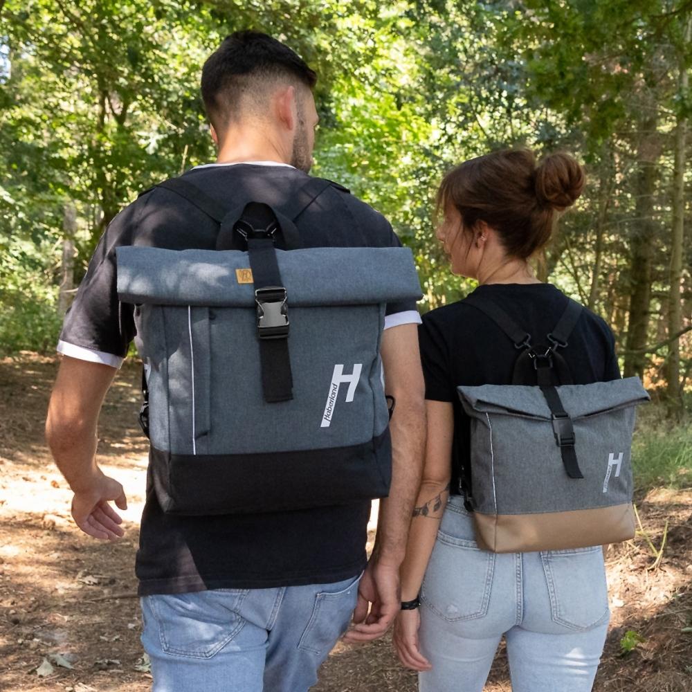 Haberland Lenker-Bike-Rucksack Keep Rollin' grau - flexible Lenkertasche & Rucksack in moderner Ausführung