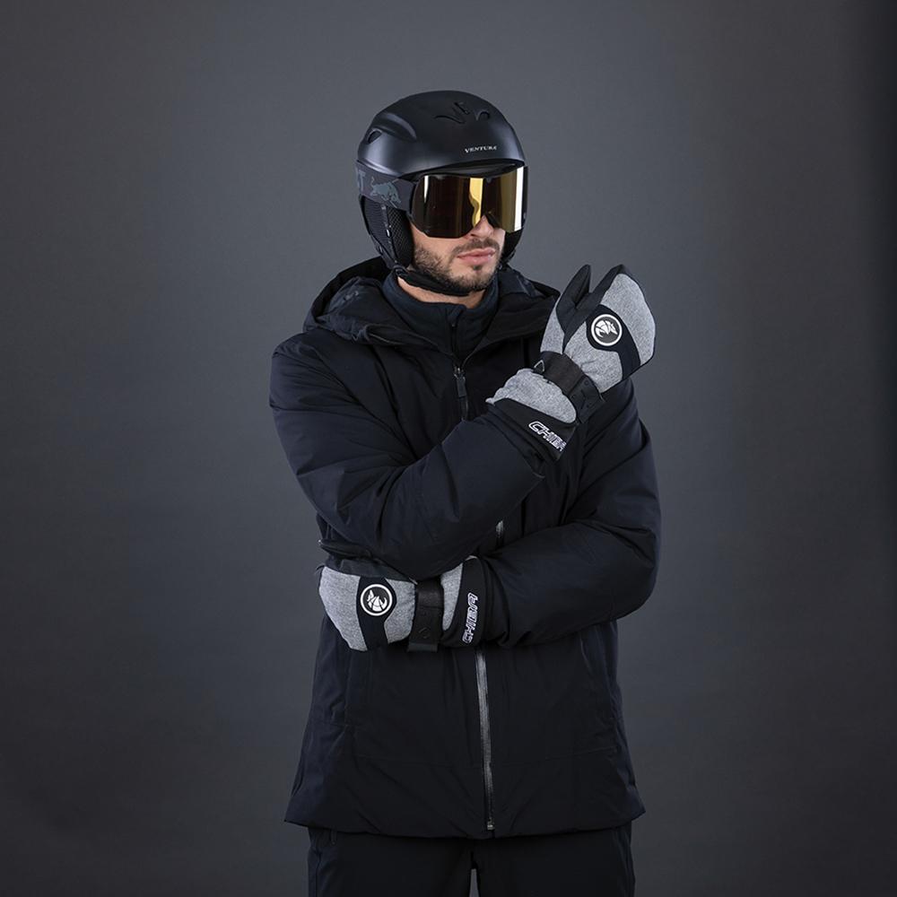 CHIBA Board Mitten - wasserdichte Primaloft Snowboard-/Bike-Handschuhe, Größe 9, Hlgrau/weiß