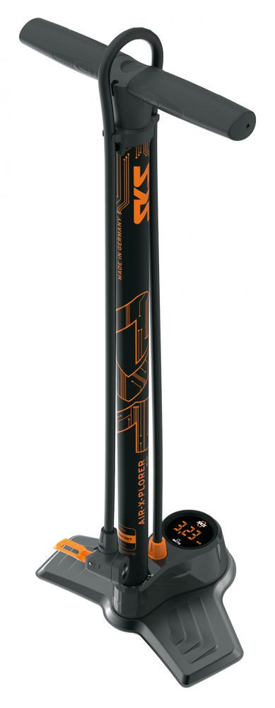 SKS Standpumpe AIR-X-PLORER DIGI 10.0 mit digitalem LED-Manometer, schwarz-orange.