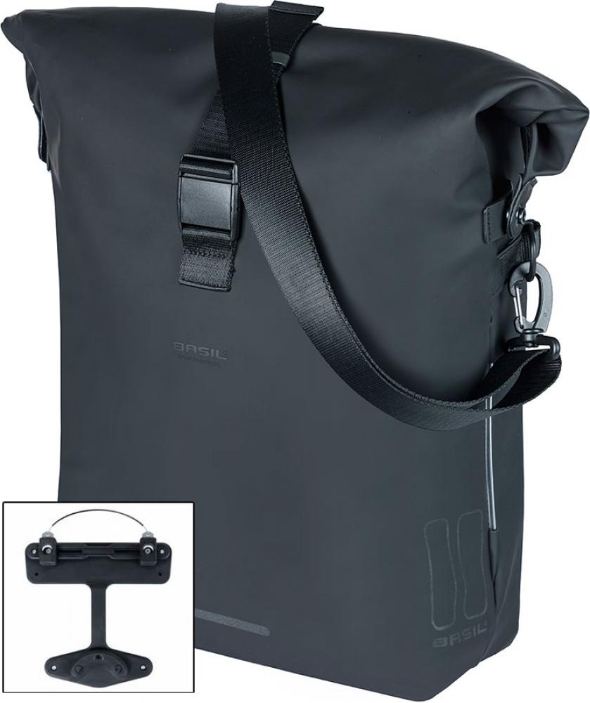 Basil SoHo MIK Side Umhängetasche 17 Liter - wasserdicht, Rolltop, MIK-Side-Montage, IPX3, Nordlicht, nachtschwarz