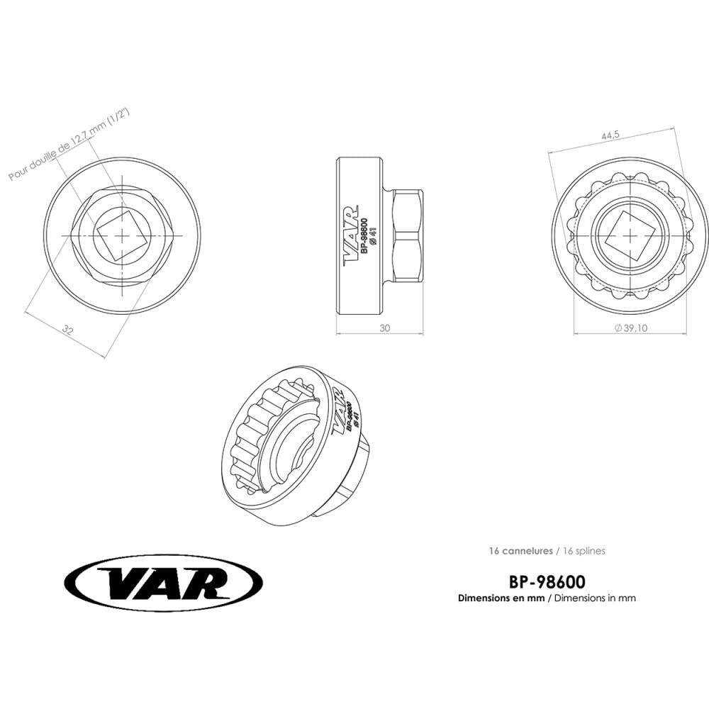 VAR Innenlagerwerkzeug BP-98600 SHIMANO ULTEGRA BBR60 41 mm - präzises Montage-Tool