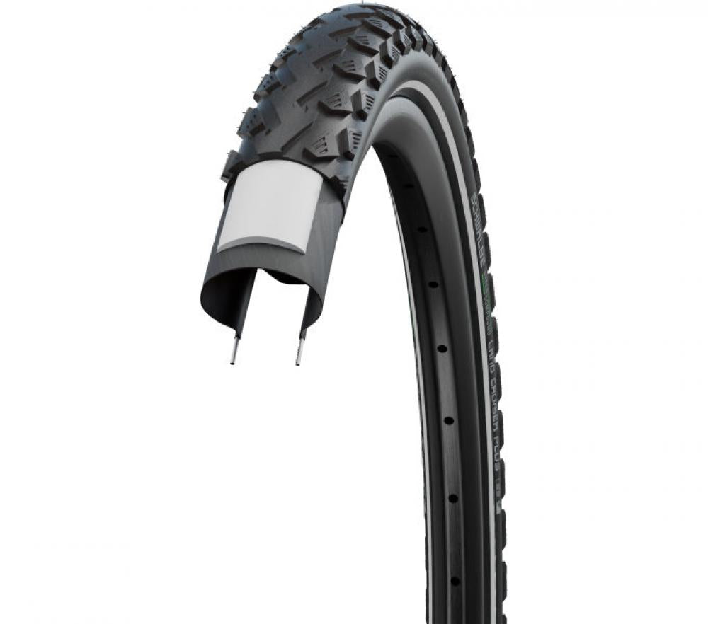 Schwalbe Land Cruiser Plus Drahtreifen 26x2.00, Querschnitt mit Pannenschutz und Profil.
