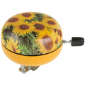 Messingschlager Fahrradklingel Sonnenblume, 2-Klang, Ø 80 mm, farbiges Blumenmotiv, lauter Klang, stabile Metallkonstruktion