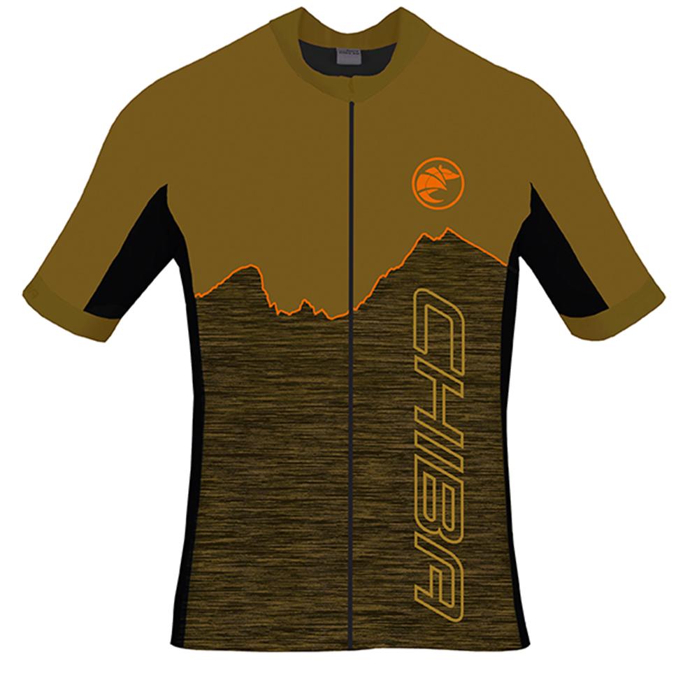 CHIBA Watzmann Shirt Herren - Radtrikot 3XL olive/orange, atmungsaktiv, RV, Rückentaschen