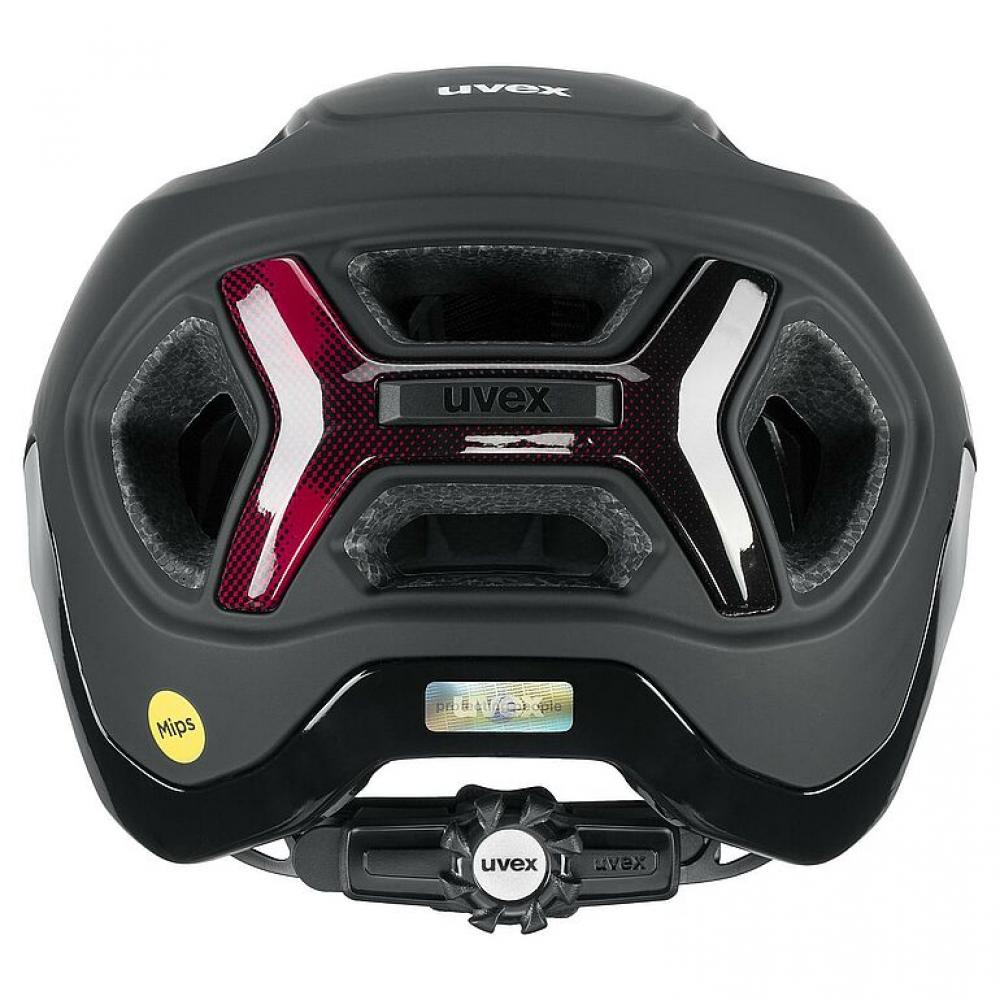 uvex React MIPS MTB-Helm black-ruby red matt 59-61 cm - MIPS, IAS 3.0, EN 1078, waschbares Polster