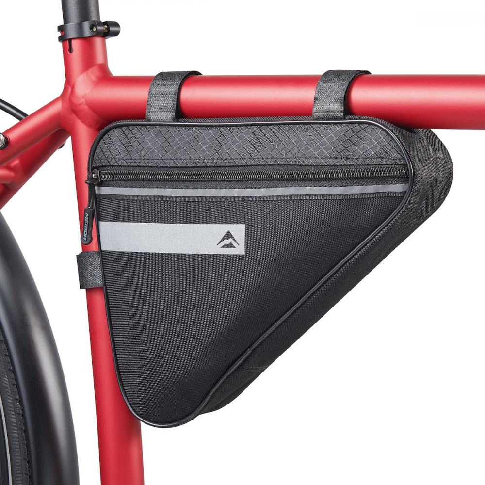 Merida Rahmentasche TRIANGLE STRIPE 3 Liter Schwarz/Grau - Wasserabweisende Fahrradtasche mit Klettverschluss
