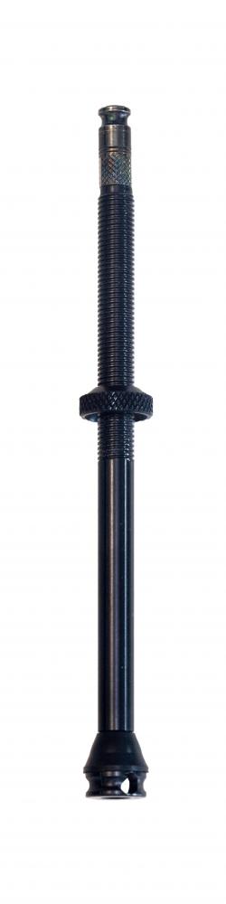 Schwalbe Tubeless Clik Valve SCV 100 mm, langes schwarzes Fahrradventil für Tubeless-Reifen im innovativen Design.