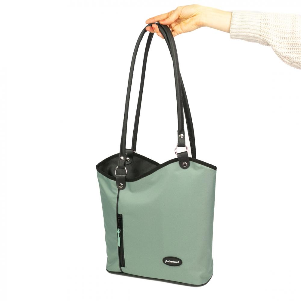 Haberland Lenkertasche Melanie salbei/schwarz - clevere Rucksack-Lenkertasche für Alltag und Tour