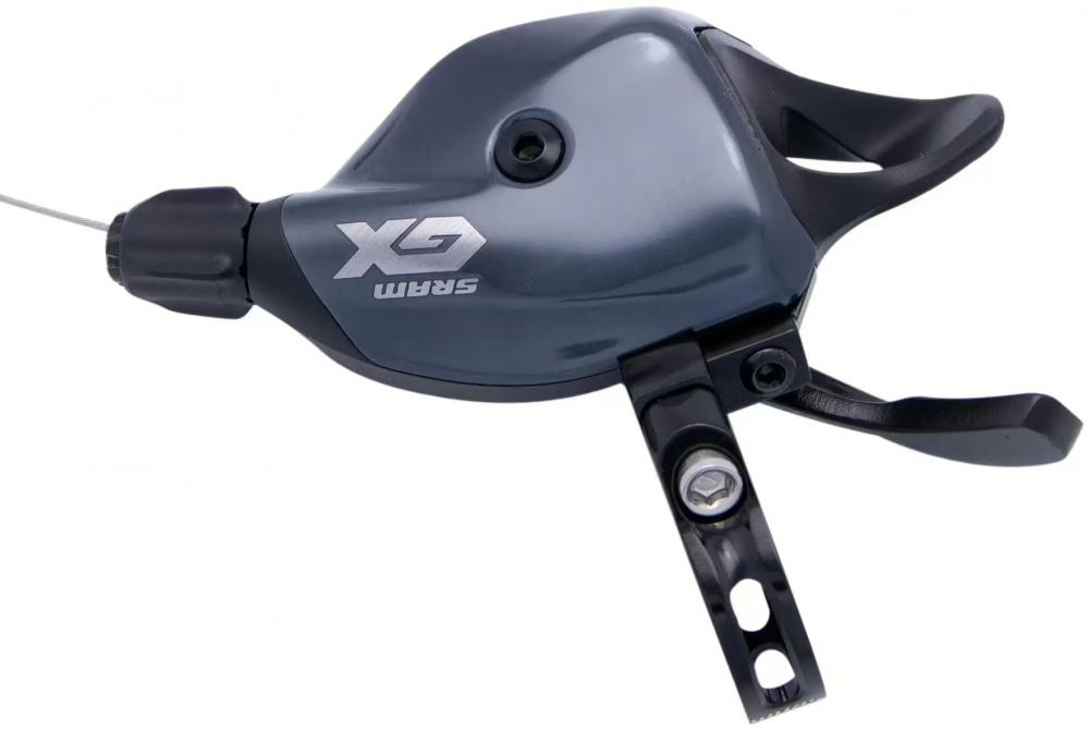 Grauer SRAM GX Eagle 12-fach Trigger-Schalthebel hinten für präzisen MTB-Schaltkomfort.