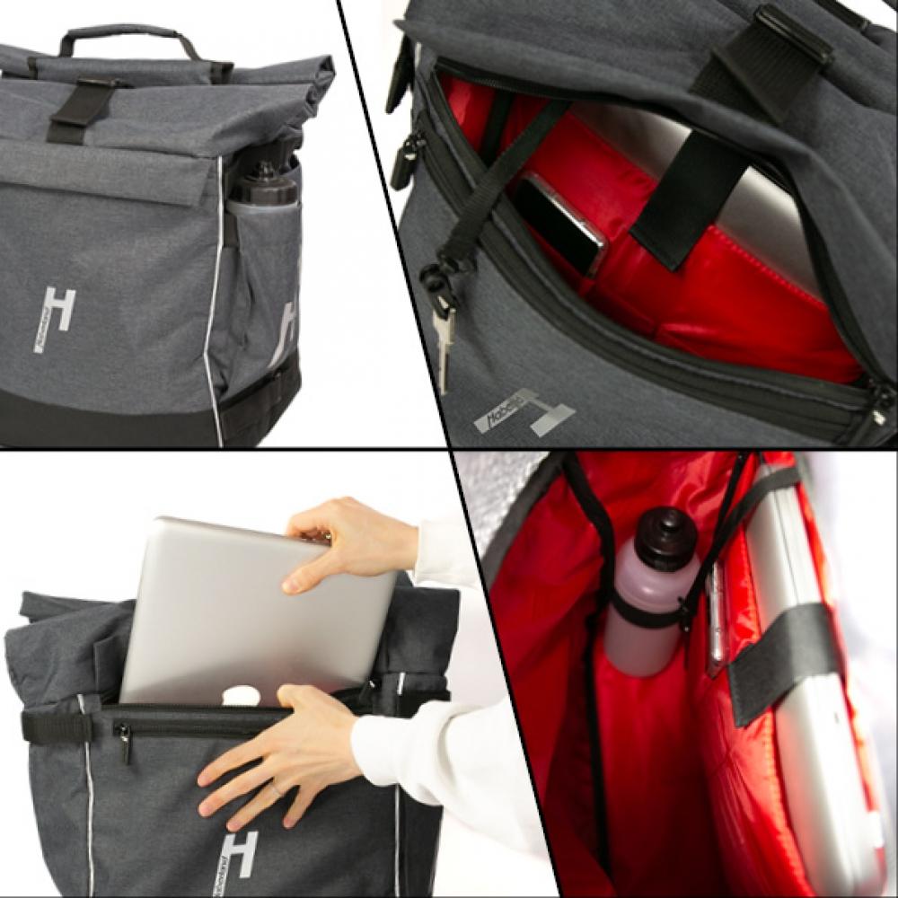 Haberland Rucksack-Doppeltasche Double Loader anthrazit - flexible Gepäckträger- und Rucksacklösung