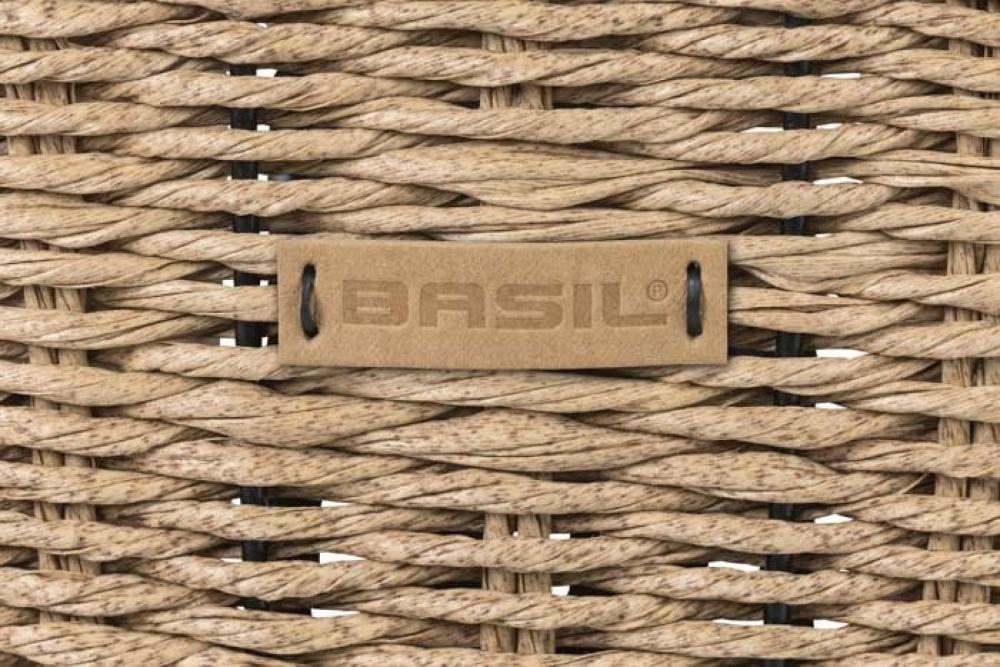 Basil Bremen Rattan Look KF Fahrradkorb, abnehmbar, wetterfest, inkl. KF-Adapterplatte, Soft-Grip-Tragebügel, Maße 27x35x29 cm, braun