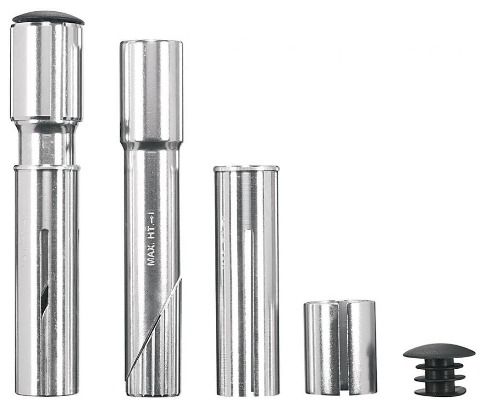 Ergotec Vorbauerhöhung Gewinde / Ahead 1" + 1 1/8" Alu silber - Lenkererhöhung für Fahrrad und Rennrad