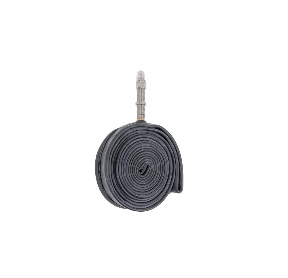 Schwalbe Fahrradschlauch DV15 gerollt mit Ventil, zuverlässig für Top-Luftdruckstabilität.