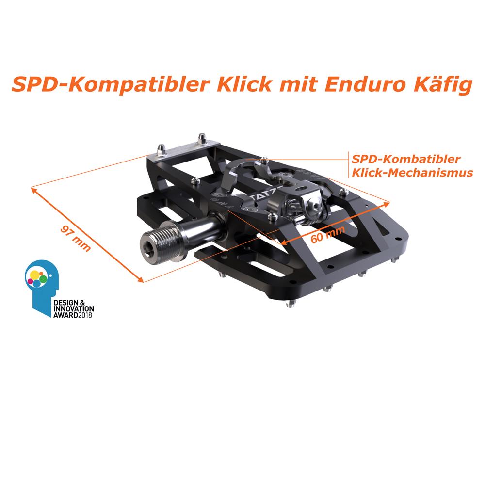 Tatze Two-Face MTB Hybrid Pedale Robuste Kombipedale mit 14 austauschbaren Pins, Cr-Mo-Achse, CNC-gefrästem Aluminiumkörper, ideal für MTB und Trail-Einsätze