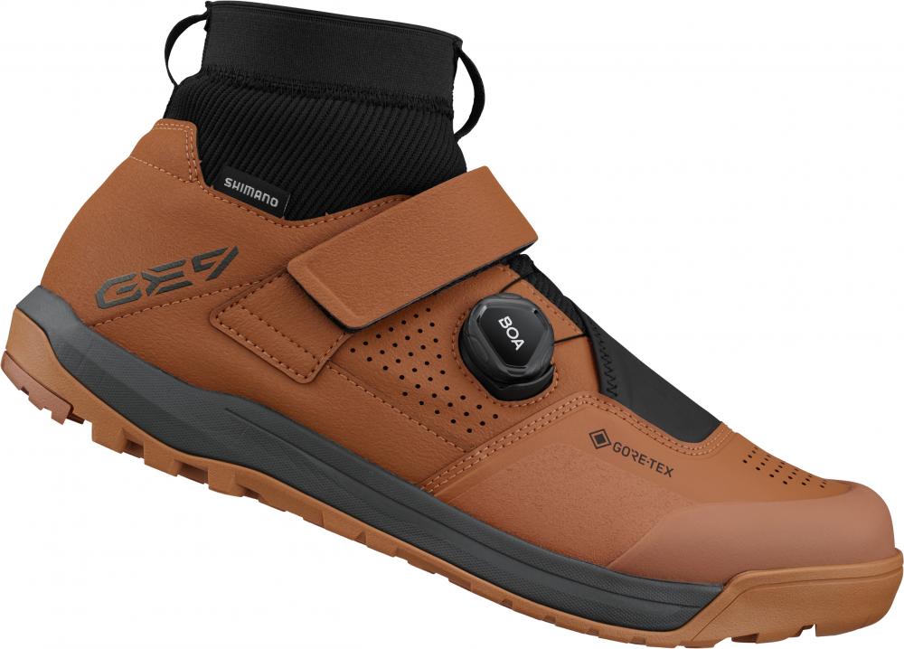SHIMANO Fahrradschuhe GE900GTX Herren/Damen MTB SPD Größe 42 Braun - wasserdichte Gravity/Enduro Schuhe
