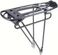Pletscher Gepäckträger Mercur System 26-28 Zoll - verstellbarer Aluminium-Gepäckträger mit 3-Punkt-Taschenaufnahme, Federklappe, Edelstahlplatten, Pumpenhalter, schwarz, bis 25 kg Tragkraft