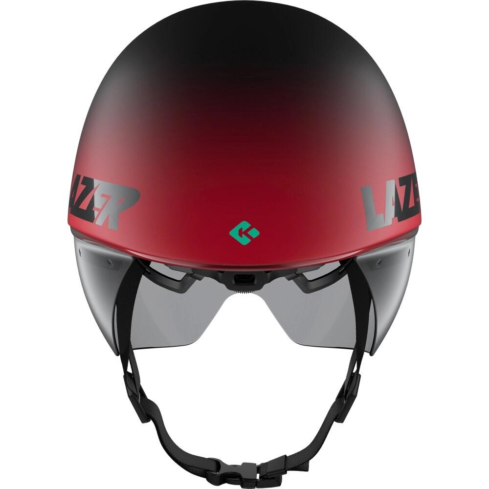LAZER Helm Volante KinetiCore Triathlon/Zeitfahren Matte Black Red (S) - maximal aerodynamischer Zeitfahrhelm