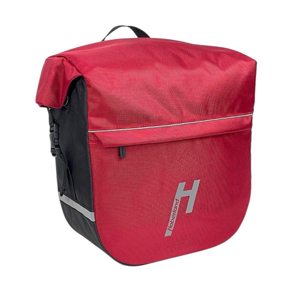 Haberland Einzeltasche eMotion rot/schwarz - robuste Gepäckträgertasche mit Rollverschluss