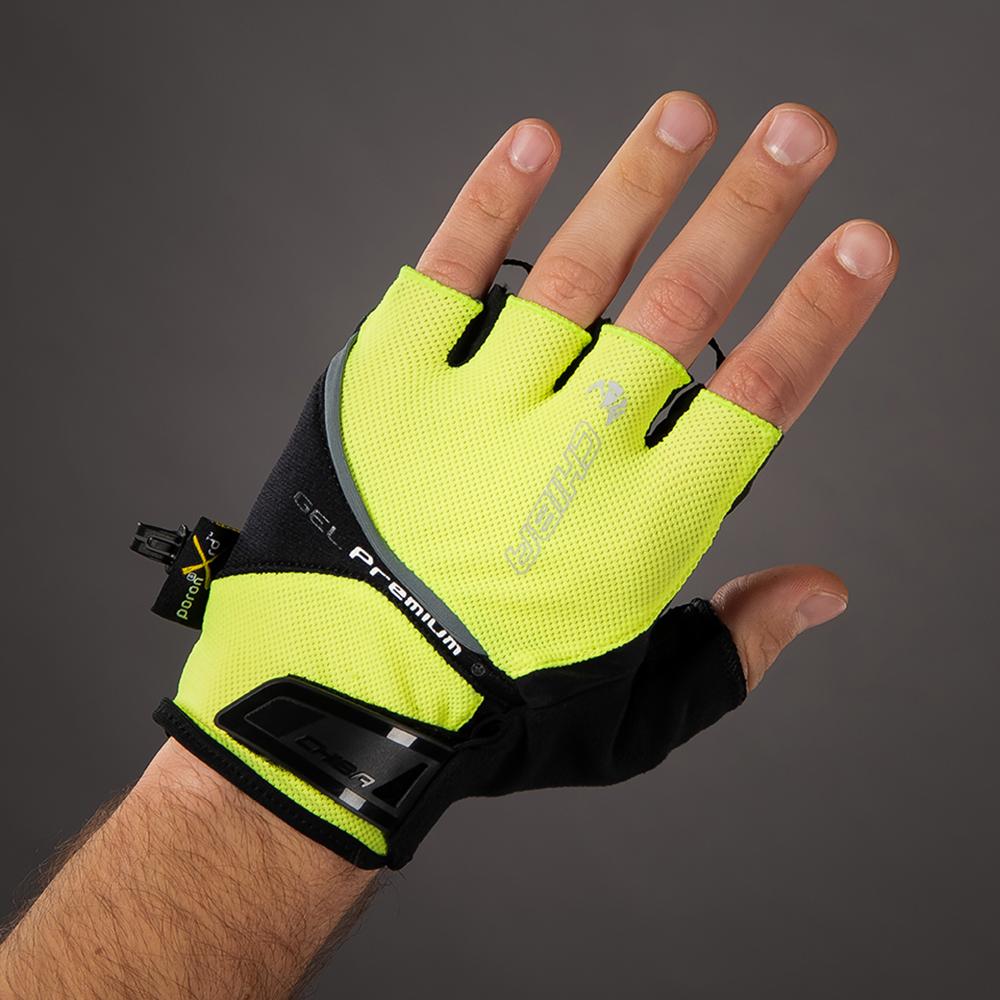 CHIBA Gel Premium - Radhandschuhe neongelb XXL mit Poron-Gel-Polsterung