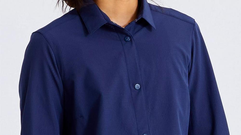 Damen Langarm Sonnenschutz Shirt Navy Blau Größe L - UV-Schutz Funktionsshirt