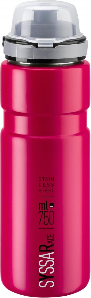 ELITE Syssa Race Trinkflasche 750ml Rubinrot matt - Edelstahl Fahrrad Trinkflasche isoliert für Rennrad MTB
