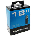 Impac Fahrradschlauch 18 Zoll 47/57-355 mit 35mm AV Autoventil in der blau-schwarzen Originalverpackung.