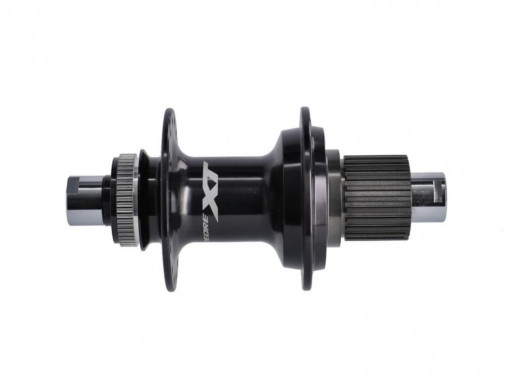 Schwarze SHIMANO DEORE XT FH-M8110 Hinterradnabe für 12-fach, 142x12 mm, 32 Loch, Center-Lock.