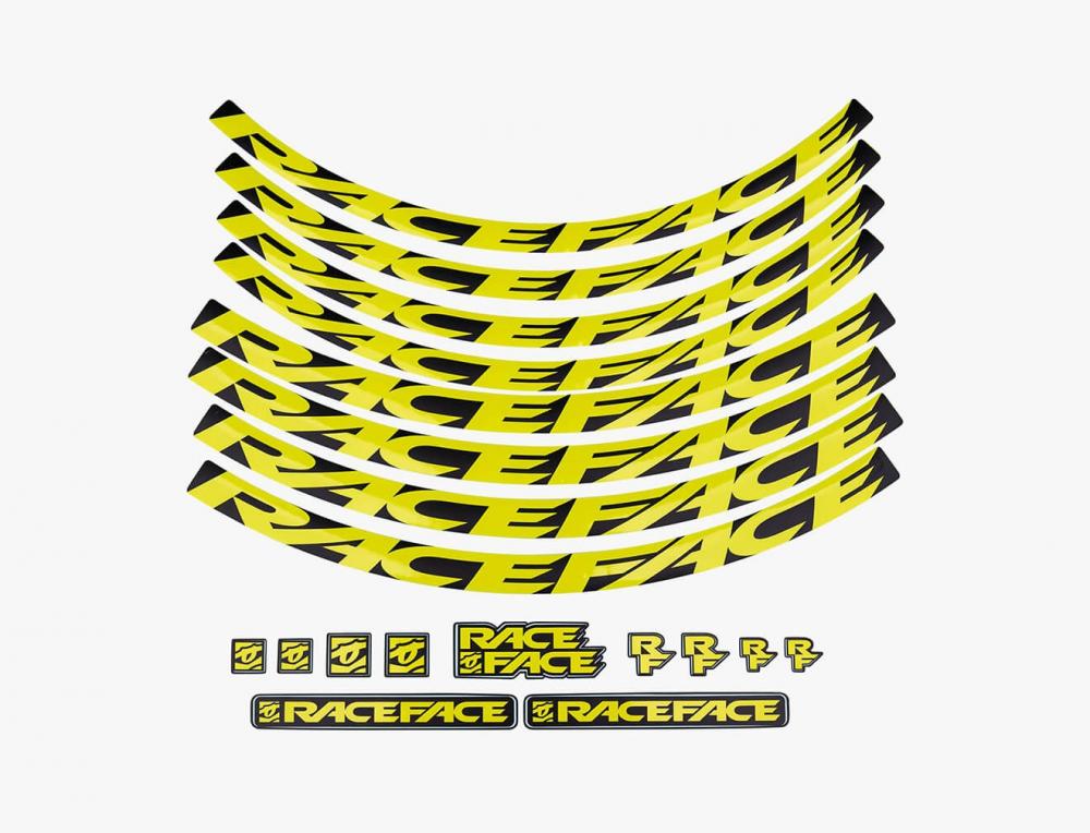Race Face Laufrad Decal Set XL neon gelb - individuelles Upgrade für Dein Bike