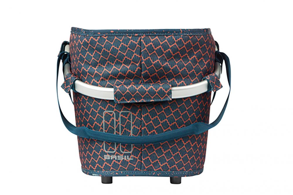 Basil Flair Carry All MIK 22L Hinterradkorb navy, wasserabweisend mit Kordelverschluss und Tragegriff.